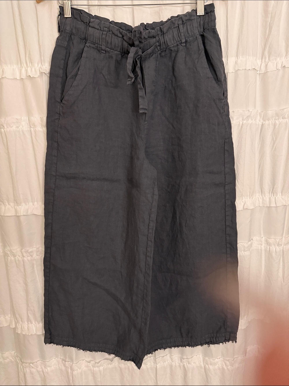cloth & stone Wide Leg Linen-Blend Ankle Pants in Charcoal